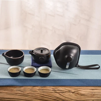 TANGPIN čierny riad keramická kanvica teacups čajové súpravy prenosné cestovné čajové súpravy s cestovná taška