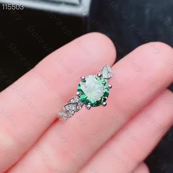 Nové Zelené Moissan Diamantový Prsteň 925 Silver Žien Krúžok Korunovaný za Lásku D Farba 1 Karát