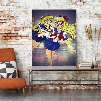 Plátno Obrázok Domáce Dekorácie Dvoch Znakov, Obrazov Plagát Anime Sailor Moon HD Vytlačí Wall Art Modulárny Obývacia Izba Č Rámovanie