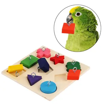 Pet Vzdelávacie Hračky Vtákov Papagáj Interaktívne Školenie Farebné Drevené Blok
