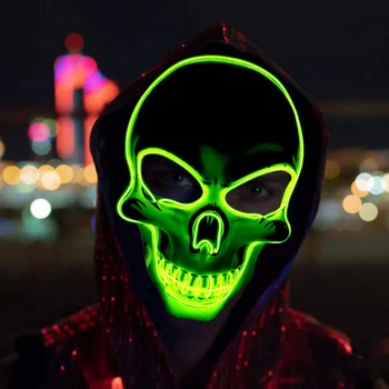 Led Maska Halloween Party Masque Maškaráda Masky Neon Maske Svetlo Svietiť V Tme Festival Cosplay Maska Žiariace Masker Purge