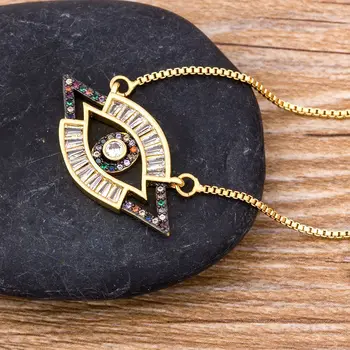 Klasické Kubických Medi Zirconia Micro Pave CZ Kameň Zlým Okom Náhrdelník turecký Amulet Náhrdelníky Pre Ženy, Mužov Ochrany Šperky