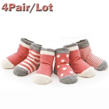 4Pair/Veľa Dieťa, Baby, Deti Ponožky zo Bavlny Roztomilý Štyri Druh Štýl Protišmykové Ponožky Vhodné Pre Do 3 Rokov Dieťa Detí