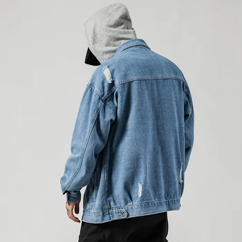 Nadrozmerná Mužov Jar Pevné kórejský Hip Hop Džínsové Bundy 2020 Mens kórejský Bunda Muž Voľné Streetwear Denim Kabát Oblečenie 5XL