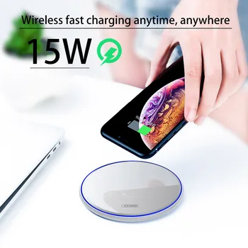 QI 15W bezdrôtová nabíjačka pre iPhone 8 11 XS XR AirPods Pro zrkadlo ultra-tenké bezdrôtové nabíjanie pre Samsung S10 20 mobilného telefónu