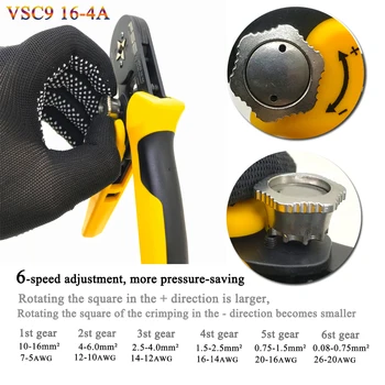 VSC9(hsc8) 10-6A 0.08-10mm2 26-7AWG 6-6 6-6A precisa nastaviteľné námestie trubice čipky hliníkovej zliatiny kliešte herramientas de mano