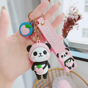 Roztomilý kreslený Panda keychain Silikónové kľúčenky Pre Ženy 3D Zvierat Keyrings Kúzlo Auto Kľúča Držiteľa taška ozdoby, darčeky