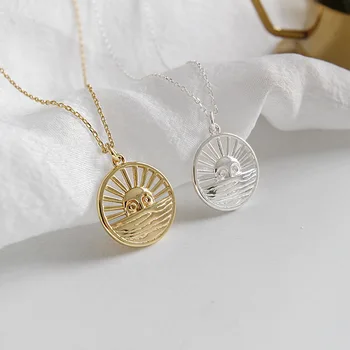Libra 925 silver zábavné slnko smajlíka náhrdelník prívesok zlaté kolo karty openwork smajlík náhrdelník pre ženy, pre ženy šperky