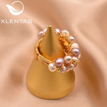 XlentAg Prírodné sladkovodné Perly Krúžok Pre Ženy Príslušenstvo Farebné Boho Snubné Prstene Romantické Darčeky Luxusné Šperky GR0243