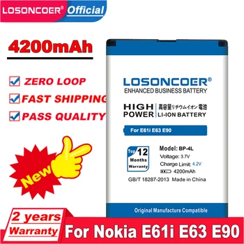 LOSONCOER 4200mAh BP-4L BL-4L BP 4L Batéria Pre Nokia E61i E63 E90 E95 E71, 6650F, N97 N810 E52, E72 Batérie