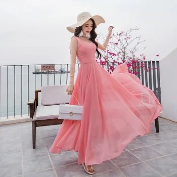 4XL 5XL maxi vestidos verano 2019 v krku letné šaty žien veľké veľkosti strán dlhý šifón šaty plus veľkosť dĺžka podlahy šaty