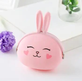 Kórejský roztomilý zajačik kabelku candy farby taška lady paketové tlačidlo prípadoch Módne Cartoon silikónové Mince Prípadoch Darčeky SN068