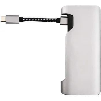 Prenosné 7 v 1 USB C Rozbočovač pre Prenosné počítače a Smartphony, Displej Port Monitor 4K HDMI, RJ45 Gigabit Ethernet, USB 3.0