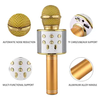 WS-858 Bluetooth Bezdrôtový Mikrofón Domov Karaoke Mikrofón Reproduktor Vreckový Prehrávač Hudby, Spevu Záznamník KTV