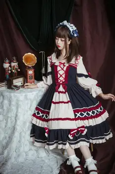 Princess tea party sladké lolita šaty vintage čipky bowknot vysoký pás viktoriánskej šaty kawaii dievča gothic lolita op loli cosplay