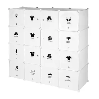 Úložný Box 4 Vrstvy 16 Dvere Plastové Šatník Montáž Skrinky Oblečenie Skrine Šatníkové Skrine, Spálne, Plastové Moderné Násobne HWC