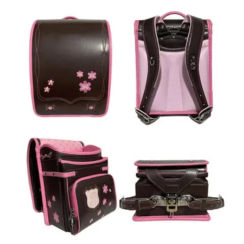 Grils školské tašky 2021 nové Sakura výšivky Japonský aktovka značky nepremokavé PU kožené Ortopedické batoh luxusné Randoseru