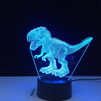 LED 3D Nočné Svetlo iluminátor Dinosaura 3D Vizuálne Lampa Optické Ilúzie Deti Tabuľka Osvetlenie 7 Farby 3D Svietidlá