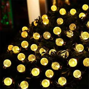 5M 50 Led Crystal Ball Solárne Záhradné Svietidlo LED Reťazec Rozprávkových Svetiel Girlandy Vonkajšie Vianočné Domov Patry Teplé Dekorácie Osvetlenie
