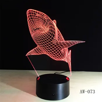 3D LED Nočné Osvetlenie, Žralok s 7 Farieb Svetla, pre Domáce Dekorácie, Lampy Úžasné Vizualizácie Optické Ilúzie Svetlo 73