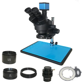 7X-45X Súčasne-Hlavná Stereo Microscopio trinokulárny kyowa 13MP VGA Kompatibilný s HDMI Video, Digitálny Fotoaparát, LED Svetlo, Telefón, Opravy
