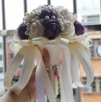 Na Sklade Ohromujúca Svadobné Kvety Biele Bridesmaid, Svadobné Kytice Umelé Ruže Svadobné Kytice Ramos De Novia Artificiales