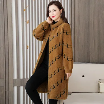 WYWAN 2020 Imitácia noriek velvet zimné nové strednom veku žien kabát imitácia noriek zamatový kabát, sveter