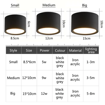 LED Downlight Stropné Bodové Obývacia Lampa Nordic Osvetlenie Pre Kuchyňa Uličkou Spot light Povrchovú montáž AC90-260v