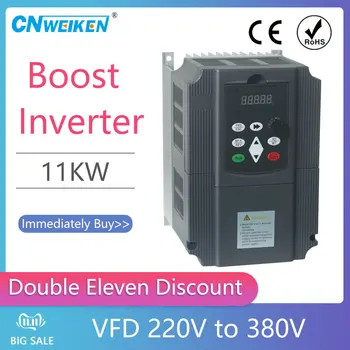 VFD Invertor 5.5 KW/7,5 KW/11KW Frekvenčný Menič 220V, aby Triple Delta 380V Výstup pre 3 fázový motor