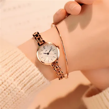 Luxusné módne zlatý náramok sledovať celú nehrdzavejúcej ocele ženy quartz hodinky 2018 jednoduché malé dámske náramkové hodinky žena hodiny