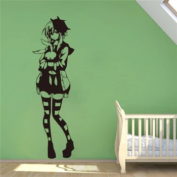 Kreatívne HOBBY Roztomilé Anime Girl Pančuchy Stenu Odtlačkový Vinylové Nálepky Odtlačkový domáce dekorácie samolepky na stenu #T338