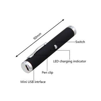 Výkonné Nabíjanie pomocou pripojenia USB Laserové Ukazovátko Pero 5MW 650nm Svetlé Jediný Bod Lazer Ukazovateľ za upozornenie, Sprievodca a Vyučovania