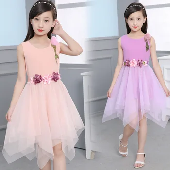 Princezná Šaty Pre Dospievajúce Dievčatá Strana Deti Zdobiť Kvetmi Dievčenské Šaty Letné Oblečenie Pre Dievčatko 6 8 12 Rokov Ružové detské Oblečenie
