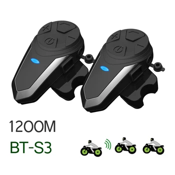 2 ks BT-S3 Prilba Intercom 1200M Bluetooth Headset pre 3 Jazdcov motocykel skupiny hovoriť prilba Intercom BTS3