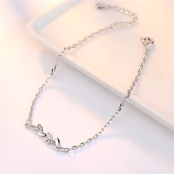 KOFSAC 925 Sterling Silver Náramok Lesklé Zirkón Leaf Náramky & Prívesky Pre Ženy Valentína Strany Módne Šperky Dary