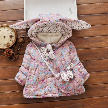 Baby girl dieťa králik bavlna-čalúnená bunda