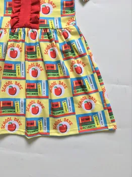 2020 Nové Dieťa Dievčatá Letné Oblečenie Deti Späť do Školy Zdobiť Apple Tlač Vzor Šaty Dievčatá Roztomilý Školských Dní Šaty Dievčatá Šaty