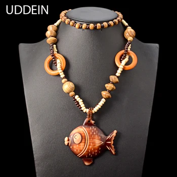UDDEIN Vintage vyhlásenie náhrdelník ženy geometrické gem prívesok dreva reťazca české príslušenstvo strana šperky dlhý náhrdelník