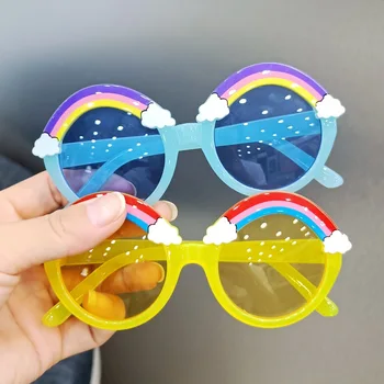 TAKŽE&EI Roztomilý Módne Kola Deti slnečné Okuliare Rainbow Mraky Dekorácie Okuliare Retro Chlapci Dievčatá Vonkajší Odtiene Slnečné Okuliare UV400