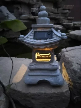 Japonský štýl Vonkajšie podlahy nádvorie živice Solárne lampy palác svietidlá krajiny svetlá záhradkárstvo dekorácie Zen