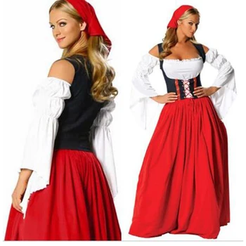 Plus Veľkosť Ženy Nemecko Oktoberfest Kostým Tradičný Bavorský Pivo Dámske Oblečenie Wench Pivo Slúžka Fantasia Maškarný 6xl