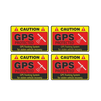 4X Upozornenie Auto Samolepka Pozor GPS Sledovací Systém Chránené Odtlačkový PVC opaľovací Krém Nepremokavé 7 CM*5 CM