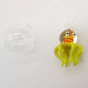 Zelená Akvárium Plávajúce Fúkané Sklo Bublina octopus figúrka Micro akvárium Krajiny Ornament Dekorácie Rýb, Vodné Dodávky