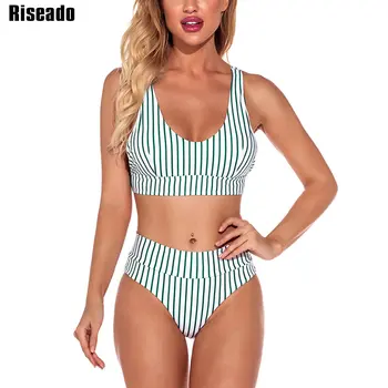 Riseado Prekladané Bikini Set Push Up Plavky Ženy 2021 Popruh Sexy Plavky biquini Patchwork Plaviek Letné Kúpanie Oblek