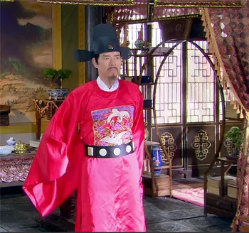 TV Film Opera kostým mužov retro staroveký Čínsky štýl Dynastie Ming úradný dlhé šaty Červená Modrá Zelená župan Ming Úradný jednotné