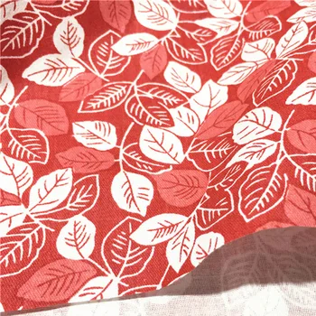 Zbrusu Nový Dizajn celého Red & Grey Leaf Listy Potlačené Bavlnené Tkaniny Pre DIY Šitie Odevov posteľná bielizeň Satén 50x160cm
