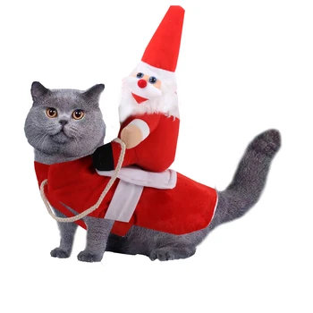 Pes Kostým Pet Mačka Oblečenie, Vianočné Zábavné Santa Claus Na Koni Zariadenia Šaty Úlohu Hrať Oblečenie Kitty Mačiatko Cosplay