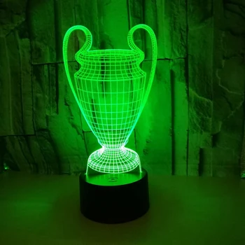 3D Futbal Cup Trophy Lampa 7 Farieb Zmena 3D LED Nočné Svetlo Kontakt Tlačidlo, USB, Detská Spálňa Spánku Luminaria Svetlo