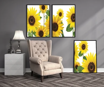 Moderné Žlté Živej Slnečnica Kvet, Umenie, Maľovanie Plagátu a vzorom Plátna obrazov na Stenu pre Obývacia Izba Domova Bez Rámu