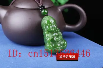 Móda Green Jade Dieťa Buddha Prívesok Náhrdelník Šperky Čínsky Ručne Vyrezávané Relaxovať Uzdravenie Ženy Muž Šťastia Dar Amulet Nové